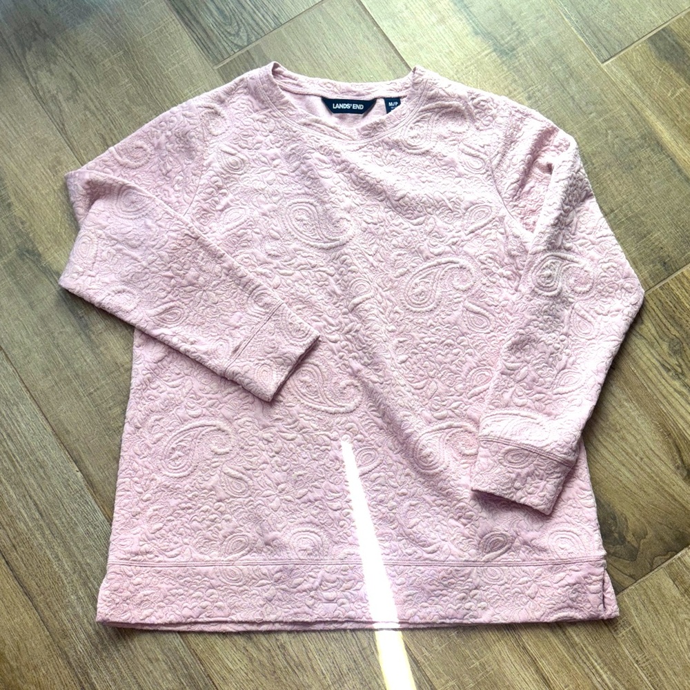 Lands' End Light Pink Paisley Long Sleeve Top